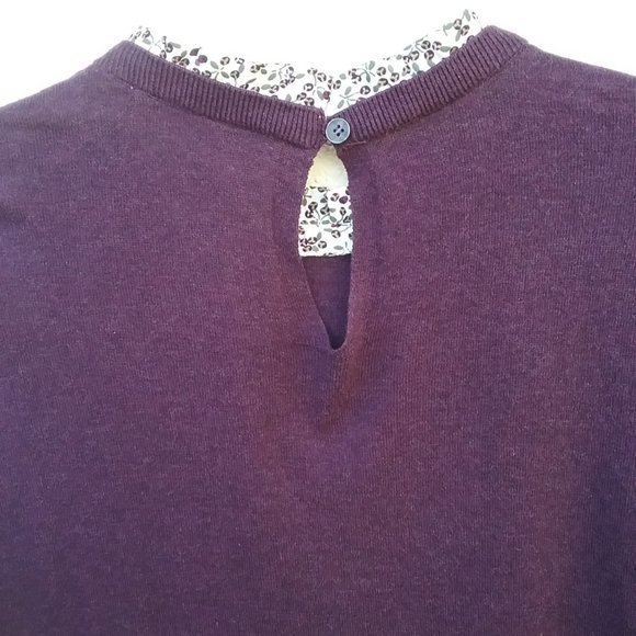 Layered Look Purple Contrast Floral Ruffle Collar Sweater Academia Gilmore Girls - Picture 10 of 12